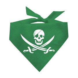 Pirate Skull Flag Dog Bandana (Green, OS 872)