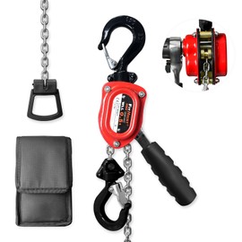 FITHOIST Heavy-Duty Manual Lever Chain Hoist Come Along 1/2 Ton 1100LBS 10FT Lift, Enhanced Pawl Brake Industrial G80 Alloy Steel w/ 360° Hooks for Construction Logging Garage Warehouse, Red