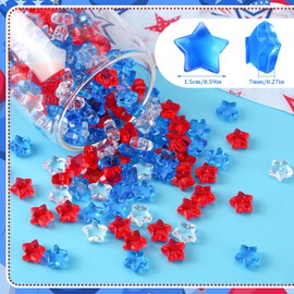 BOARDFEB 300pcs Patriotic Red Clear Blue Star Acrylic Crystals Gems Table Scatter Vase Filler for 4th of July Independence Day Veterans Memorial Day Birthday DIY Crafts Home Party Decorations