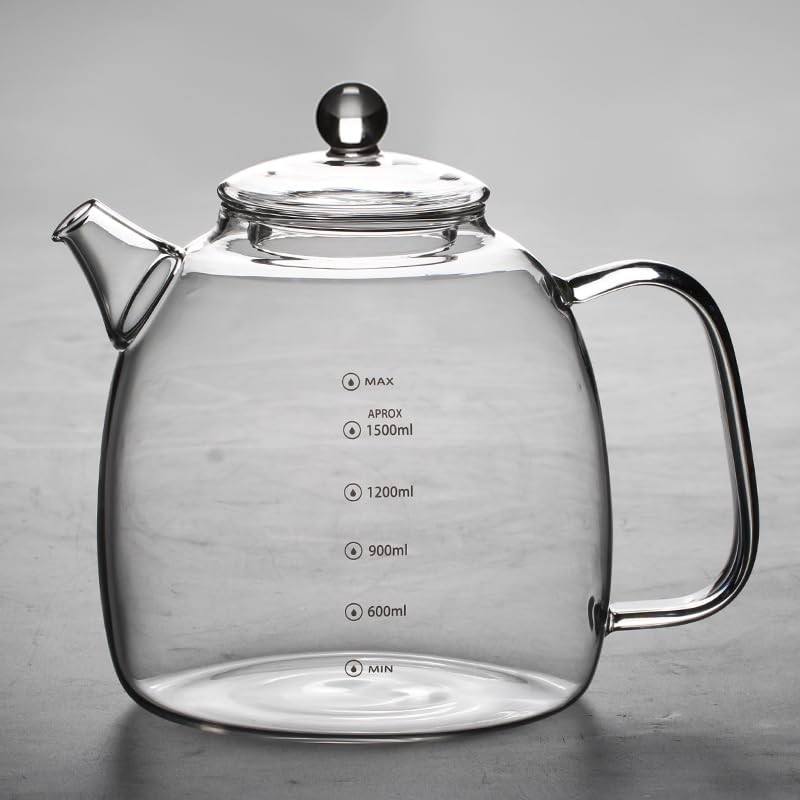 Glass kettle, high borosilicate glass kettle with scale markings, a