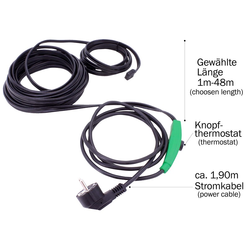 Cerres Frost Protection Heating Cable with Button Thermostat, Plant Heating