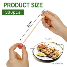 300 pcs Wooden Paddle Skewers - 9cm Ideal for Barbecues Parties & Buffets Perfect Wooden Skewers for Grilling and Serving ﻿