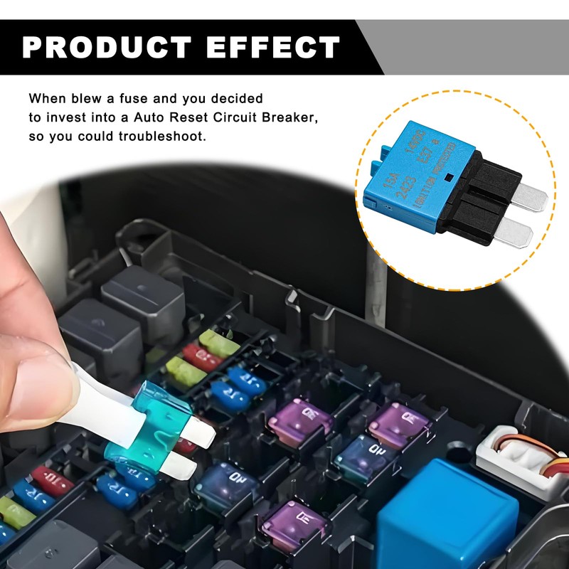 6PCS Manual Reset Low Circuit Breaker Blade Fuse E37-5A 10A