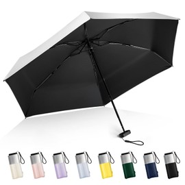 LEAGERA Mini Umbrella For Purse - UPF 50+ UV Blocker Sun Protection Umbrella, Small Micro Travel Parasol Design for Women, Black