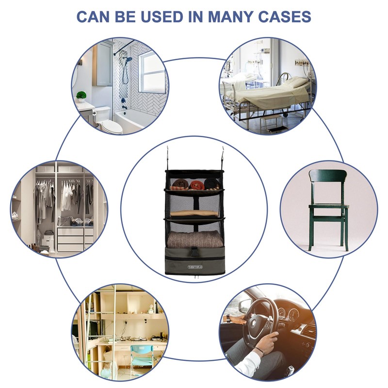 TABITORA Portable Hanging Travel Shelves Bag Packing Cube Organizer Suitcase