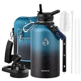 RAYMYLO 64oz Insulated Water Bottle, Triple Wall Vacuum Stainless Steel Water Bottles - Keeps Cold 48H, Reusable Half Gallon Jug for Gym, Sports, Camping, Hiking,Travel, Midnight Blue Speckle