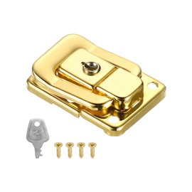 PATIKIL Suitcase Lock Hasp 1.6" x 1.10",1Pcs Iron Toggle Catch Lock with Keys/Screws Latch Clasp for Jewelry Box Wooden Case Toolbox, Gold