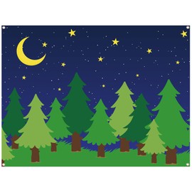 Teenyyou 6 x 8 ft Enchanted Forest Camping Backdrop Scene Camping Background Supplies Forest Night Scene Photography Background for Theme Party Photo Banner Decoration