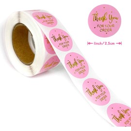 500Pcs Pink Thank You Sticker Envelope Seal Scrapbook Sticker Pink Heart Cute Round Stationery Label Labels and