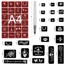 Konsait 629pcs Temporary Tattoos Stencils, Girls and Boys Glitter Tattoo Kit Templates Face Paint Stencils Body Art Stencil Stickers Pack for Adults Man Women Kids Teenager,20 Sheets