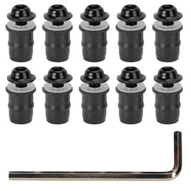 Oiieco Pack of 10 Motorcycle Windshield Mounting Screws M5 x 16 mm Bolts and Screws for Windscreen with Key (Black)
