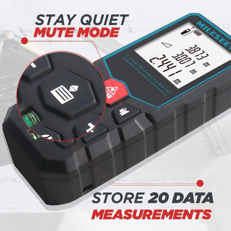 Mileseey Laser Measure 131Ft 40m Digital Distance Meter with Mute
