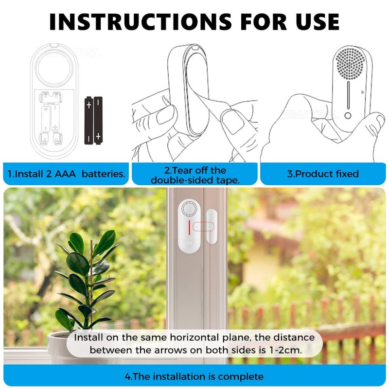 UanTii Tuya WiFi Door Window Detector with Light Sound Alarm