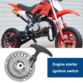 YINETTECH Mini Alloy Recoil Start Pull Starter Part Compatible with 2-Stroke 47CC 49CC Brush Cutter ATV Mini Motorcycle Scooter Pull Starter Silver