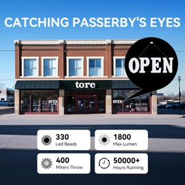 30'' x 10" Large White Open Signs for Business, Adjustment Brightness LED Open Closed Sign with Hanging Installation, Light Up Sign for Window Bar Store Restaurant Hotel Salon