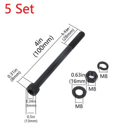 Geesatis M8×100 Flanged Hex Head Bolts,Nuts, Flat and Lock Washers,Alloy Steel,Fully Threaded,Black,5 Sets