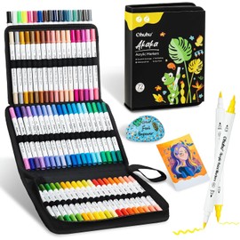 Ohuhu Plumones Acrílicos 72 Colores Doble Punta Pincel y Fina - Akaka