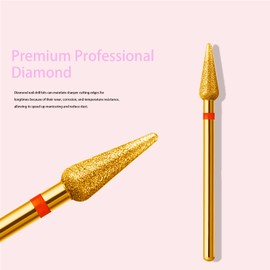 ERUIKA 10pcs Diamond Cuticle Clean Nail Drill Bits Set,Professional Safety Rotary Carbide Under Nail Cleaner Russian Manicure Nail Bit for Cuticle Dead Skin,Nail Prepare Salon Tools(Gold, Fine-F)