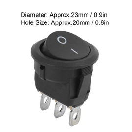 10-Piece Rocker Switch 3-Pin 2-Position Round Boat Rocker Switch 23 mm On/Off Switch Black Round Rocker Switch with Silver Terminal
