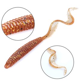 RUNCL Anchor Box - Curved Tail Grubs, Swimbaits, Soft Fishing Lures - Ribbed Design, Shrimp Flavor - 4in, Several Proven Colors (Pack of 40)