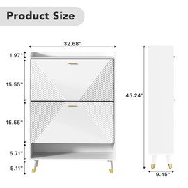 howcool Shoe Storage Cabinet with 2 Flip Drawers, Slim Wooden Freestanding Shoe Cabinet with Cubby and Shelf, Hidden Narrow Shoes Rack Organizer for Entryway Hallway, Holds 24 Pairs, White
