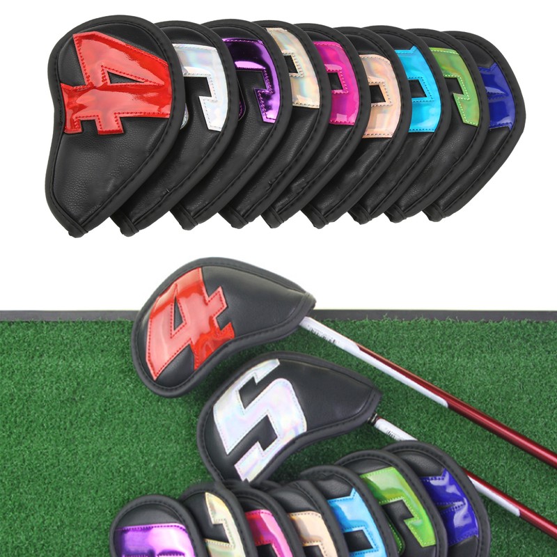 9PCS Golf Club Head Covers Waterproof PU Numbered Golf Club