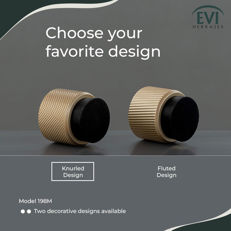 EVI Herrajes | Designer Wandtürstopper - gerändeltes Design - 28x28mm
