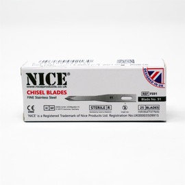 25 x NICE FINE 91 Sterile Stainless Steel Chisel Blades with Four Sided Spear Point Tip for Hair Transplant Surgery FS91