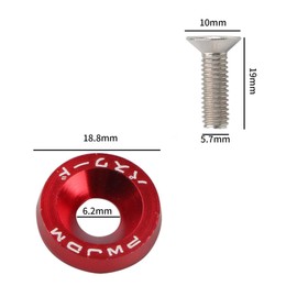 GIONAR 30 Pairs M6 Anodized Aluminum Washers and Screws M6 x 20mm Stainless Steel Anodized Aluminum Washer Bumper Mudguard (Red)