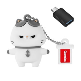 GARRULAX USB Flash Drives, 16GB/32GB/64GB/128GB Silicone USB2.0 High Speed Thumb Memory Stick Pen Date Storage Pendrive U Disk (Cat, 128GB)