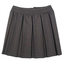 L S U Girls School Skirts Box Pleated Fully Elasticated Waist Skirt Kids School Uniform New (11-12 Years, Grey)