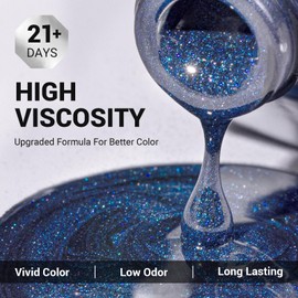 MelodySusie MelodySusie Blue Shimmer Gel Nail Polish,0.5fl oz Dark Blue Fine Glitter Soak Off UV LED Blue Sparkle Gel Polish Gift for Women Nail Art Manicure Salon DIY Nail Design Decoration at Home-z036