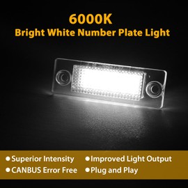 Erato LED License Plate Light CanBus Error Free Compatible with Golf 5 Plus/Caddy III/Cimousint/Combi/Variant/Transpiarter/T5/Touran/Jetta/Superb