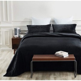 4 Piece King Flannel Sheet Set Super Soft Plush Comfort Feel Warm Cozy Elegant Luxury Black Bedding 16 '' Deep Pocket Sheets Environmentally Friendly 210 GSM