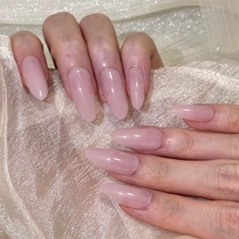 Baby Pink Press On Nails - Petite Oval Short Style with Sheer Glitter Finish, Comfort Fit Fake Nails for Everyday & Bridal Wear (Cotton Candy & Blush Bloom)
