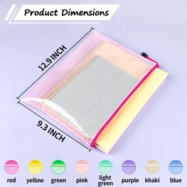 Smarpau 32PCS Mesh Zipper Pouch Bags, A4 Size 13.3" x 9.4" Zipper Pouches for Organizing, Large Waterproof Mesh Bags for Board Game Storage, Letter Size File Bags for Travel Home Office Supplie