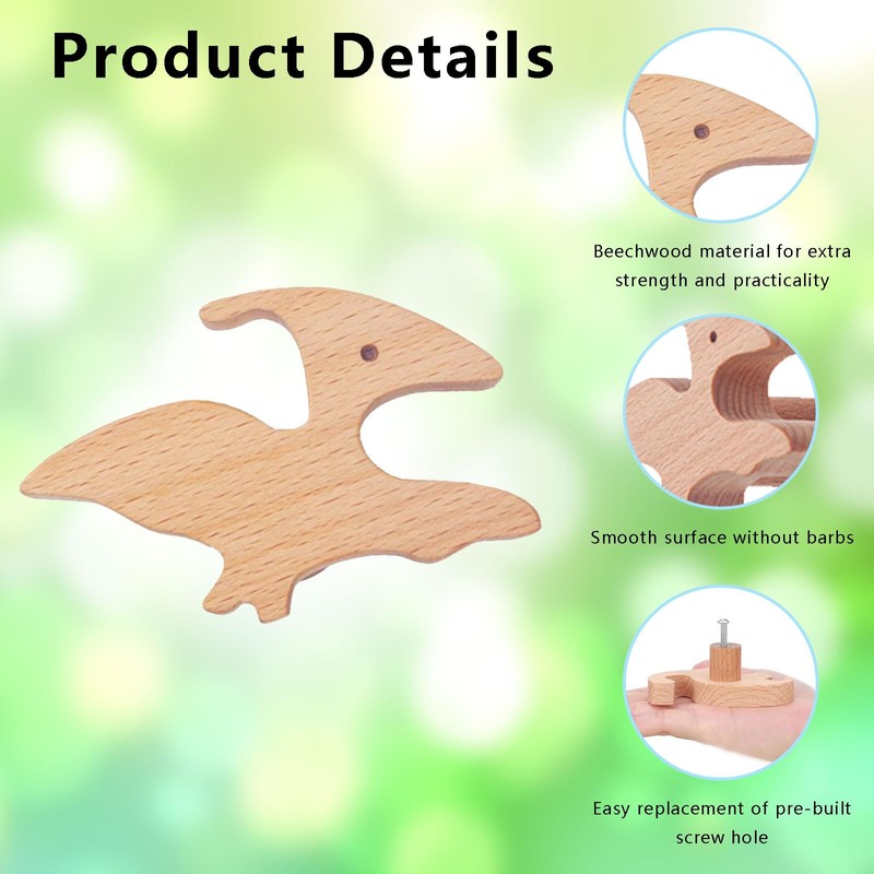 Ebrima 12 Pack Dinosaur Drawer Knobs, Dresser Knobs Kids, Wooden