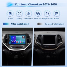 Inefala 2+64G Android 13 CarPlay Car Stereo Radio for Jeep Cherokee 2013-2018, 10.1'' HD Touch Screen Compatible with Android Auto, AHD Backup Camera, Mirror Link, GPS, WiFi, FM RDS