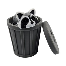 ZZ LIFE Articulating Animals Raccoon, Fox, Panda, Skunk, Possum with Containers - 3D Printed Articulated Joints ADHD, Autism, Relief Anxiety, Collectible Figurines (Raccoon Trash Can)