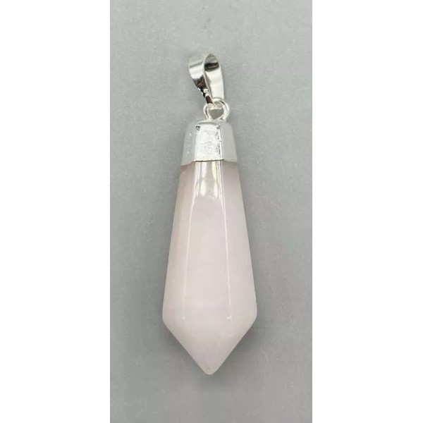 AzureGreen Rose Quartz Diamond Shaped Pendant Crystal Point Charm Necklace