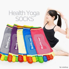 Rainbow Non-Slip Yoga Socks Yoga Socks/Toe Socks/Fitness Rainbow Yellow 4ea
