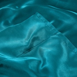 OAYSA Silk Satin Bed Sheets, Full Size Sheets Set, Ultra Soft Silky Bedding Set with 18'' Extra Deep Pocket Fitted Sheet for High Mattress (Full, Teal)