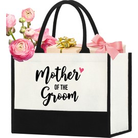 BiuNiuring Mother of the Groom Tote Bag, Gifts for Groom Mother on Wedding Day, Wedding Engagement Gift Tote Bag for Groom of Mother, Mother of the Groom Gifts Reusable Grocery Bags