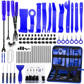 GLK 248pcs Trim Removal Tool, Pry Tool, Door Panel Radio/Stereo Terminal Removal Tool Kit, Fasteners Remover, with Car Retainer Bumper Clips,Automotive Hook Set, Blue