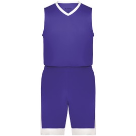 Augusta Sportswear Unisex-Adult Standard Match-Up Basketball Shorts, Purple/White, 2XL