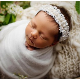 Lgvhydh Newborn Baby Photography Props Headband Baby Photoshoots Girl Hair Accessories Newborn Princess Headwear Photography Shoot (White)