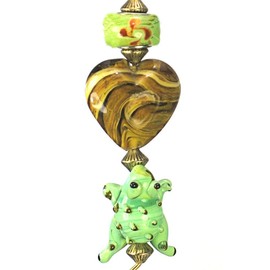 Green Tree Frog with Swirl Heart Ceiling Fan Pull Chain/Light Pull