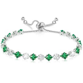 Suyi Bracelet for Womens Birthstone Bracelet Silver Tennis Cubic Zirconia Bracelets May