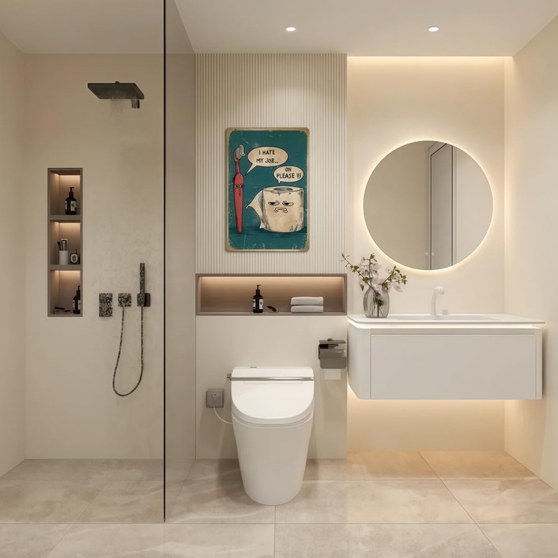 Bathroom Wall Decor,Toilet Wall Art,"I Hate My Job Oh Please"
