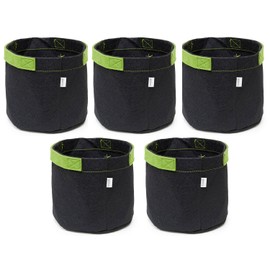 247Garden 1-Gallon Fabric Pots/Plant Grow Bags w/Green Handles (5-Pack)